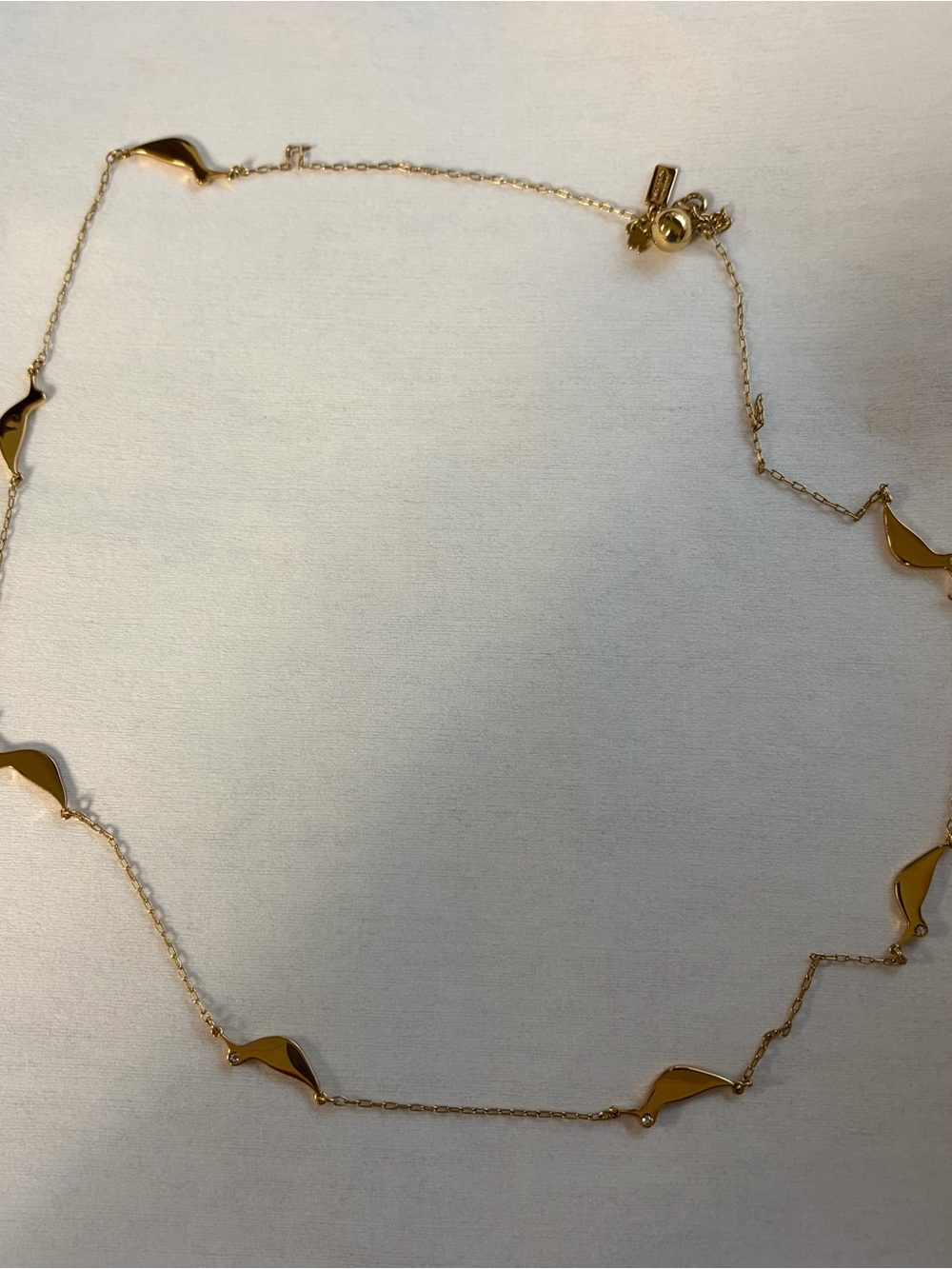 Kate Spade Piper Bird Scatter Station Long Necklace (30”-32”) 14k GP brass chain